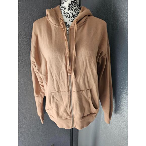 Time and Tru Tops - Womens Time And Tru Hooded Sweatshirt Full Zip Up Size Large 12-14 Beige Pockets